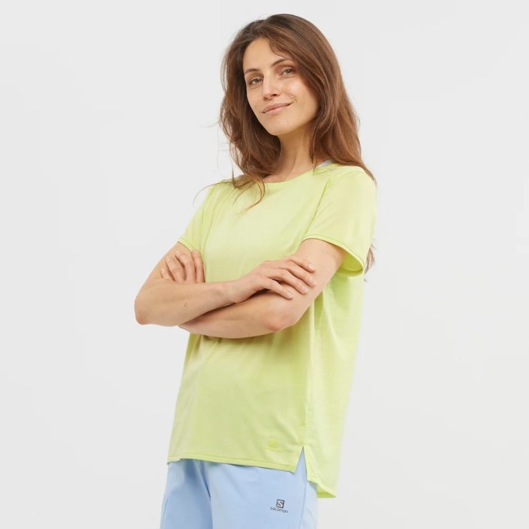 Camiseta Salomon Outline Summer Corta Sleeve Mujer Azules | MX ATLF327